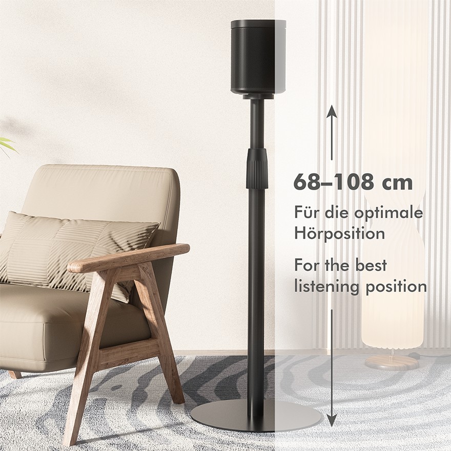 BP0208  Soporte de suelo para altavoces SONOS ERA 100 y 300, 682?1068 mm, máx. 5 kg, negro