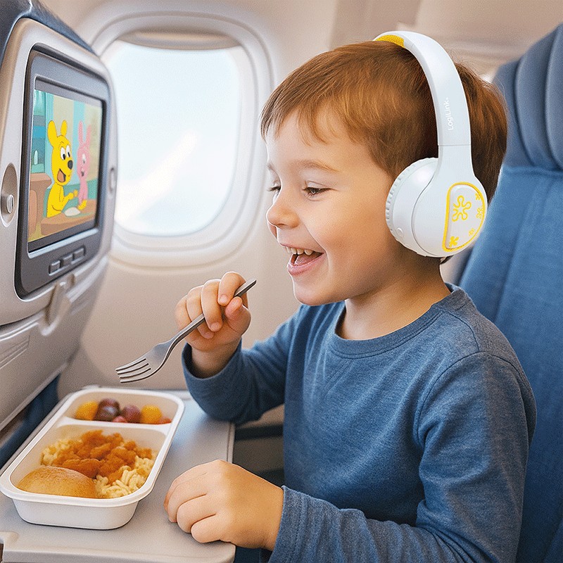 BT0073BL  Auriculares para ni&ntilde;os BT 5.4, m&aacute;x. 85 dB, con micr&oacute;fono, plegables, azul claro/amarillo Logilink