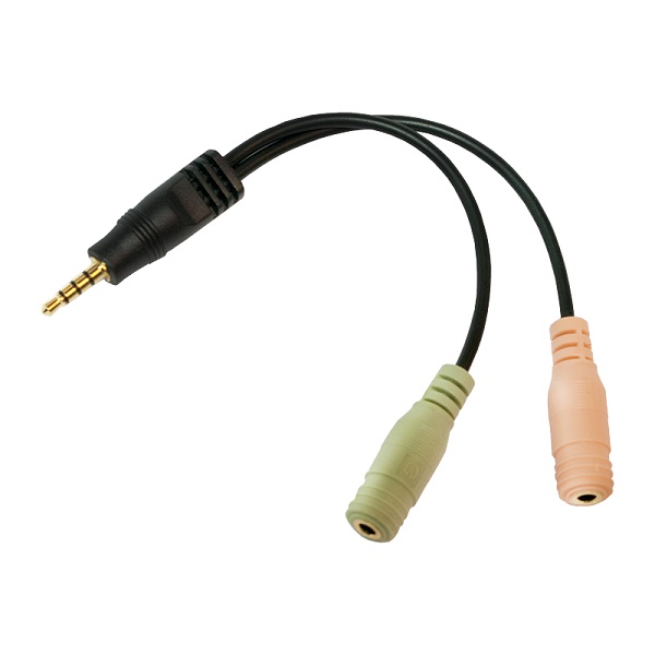 CA0021  Adaptador 1x3,5mm Macho 4-pin Stereo a 2x3,5mm Hembra 3-pin Stereo de 0.15m Logilink Bulk