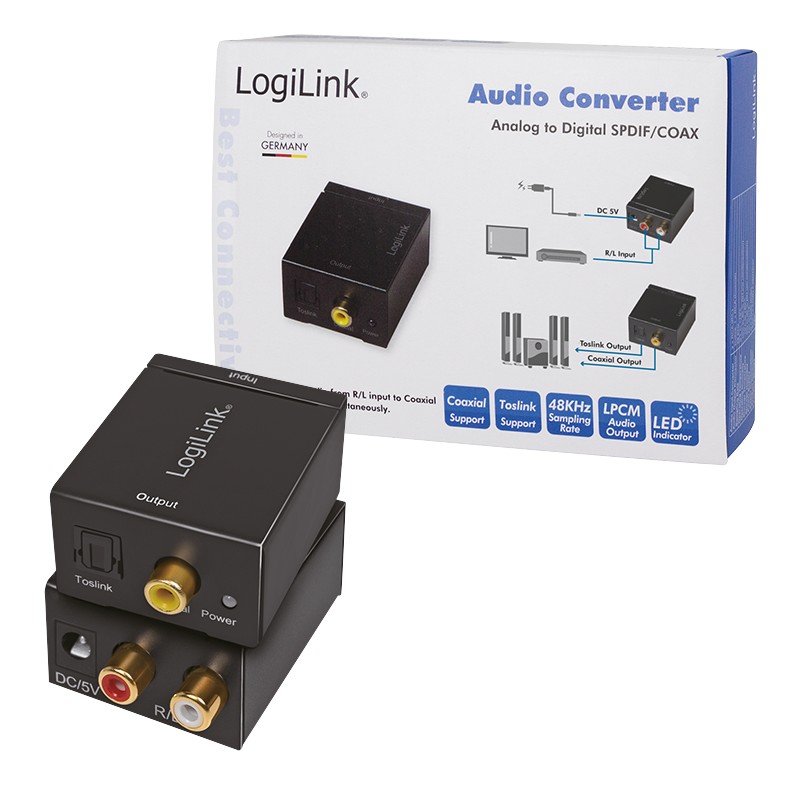 CA0102  Convertidor de Audio Analógico a Digital RCA/Toslink+Coax