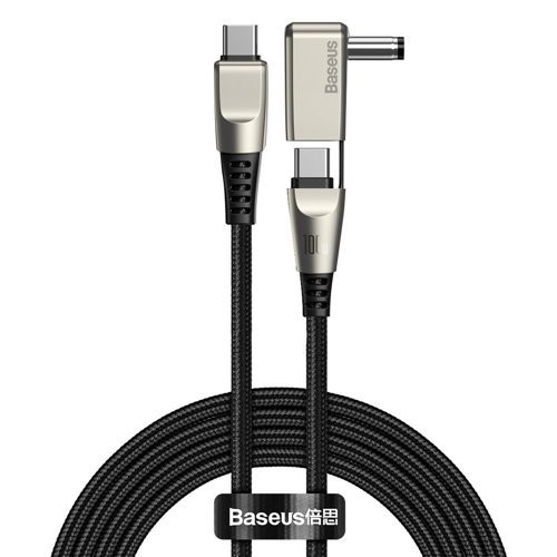 CA1T2-A01  Cable de carga 2 en 1, USB C - USB-C + DC 5,5  100w 2 metros