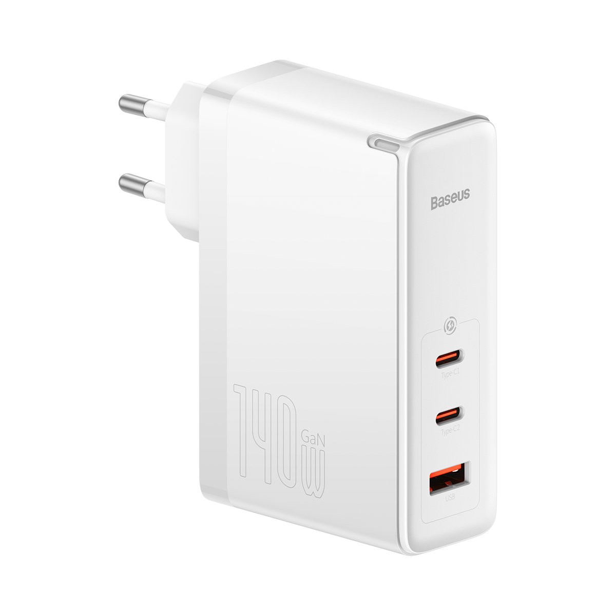 CCGP100202  Cargador 140W USB 3 puertos, 2 USB-C, 1 USB-A, GAN5 Pro Blanco Salida lateral Baseus **