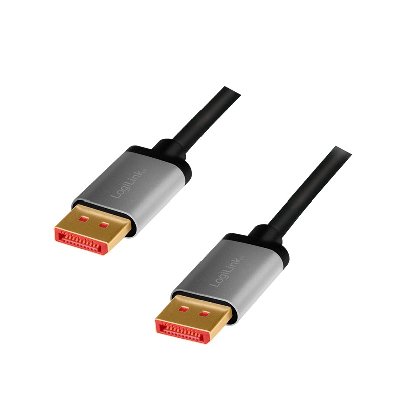 CDA0104  Cable Displayport  Macho-Macho de  1m V.1.4 8K Carcasa de aluminio, Negro-Gris, Logilink  Bolsa Nylon