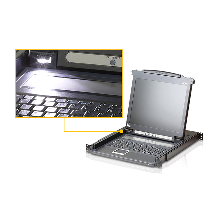 CL1000M  Consola LCD single rail (VGA, PS/2-USB) CL1000M: LCD de 17"