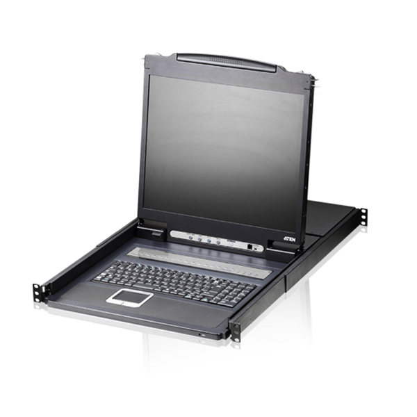 CL1308N  Consola LCD single rail con switch KVM integrado VGA PS/2-USB de 8 puertos Teclado en Castellano