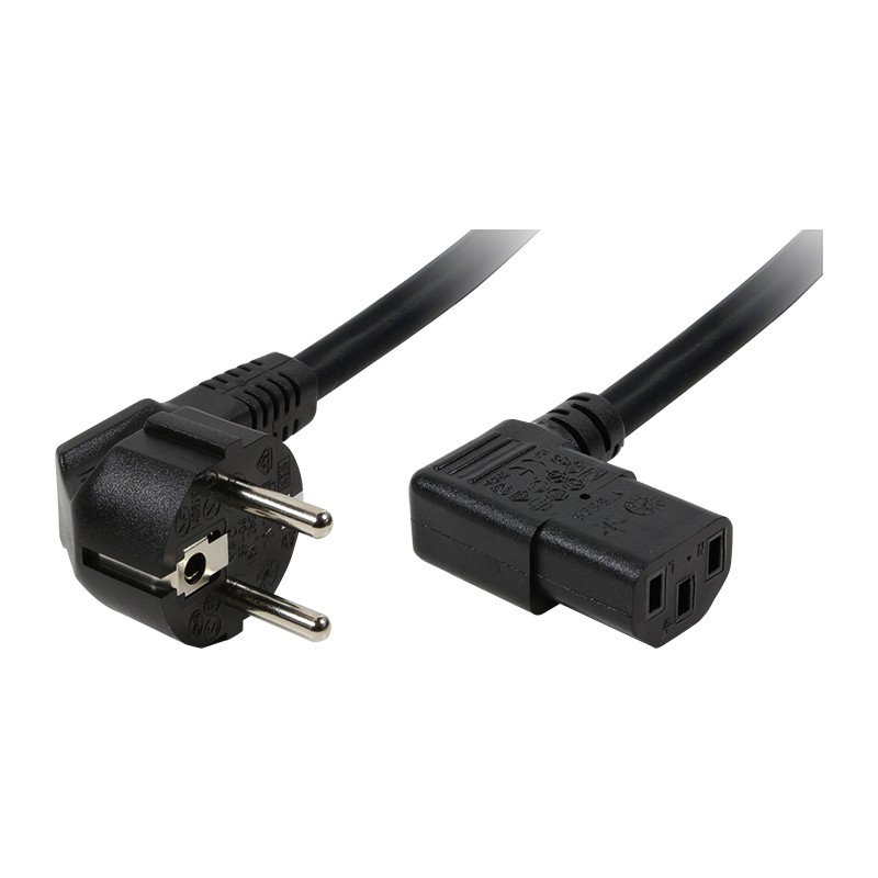 CP103  Cable Alimentacion CEE-7/7 90º SCHUKO a C13 90º 1.80m Negro