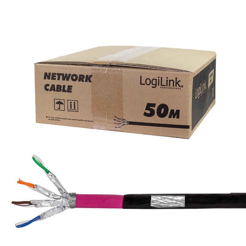 CPV0081  Bobina CAT 7 S-FTP   50m EXTERIOR Negro,  AWG23/1,  LSZH, OFC, PE LOGILINK