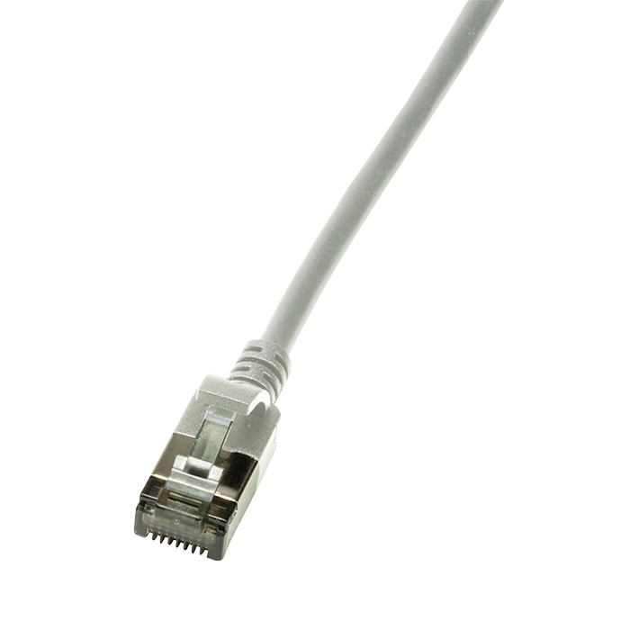 CQ9012S  Latiguillo CAT 6A, U/FTP,  0.30 m, Gris, LSZH-TPE  Slim Delgado Logilink