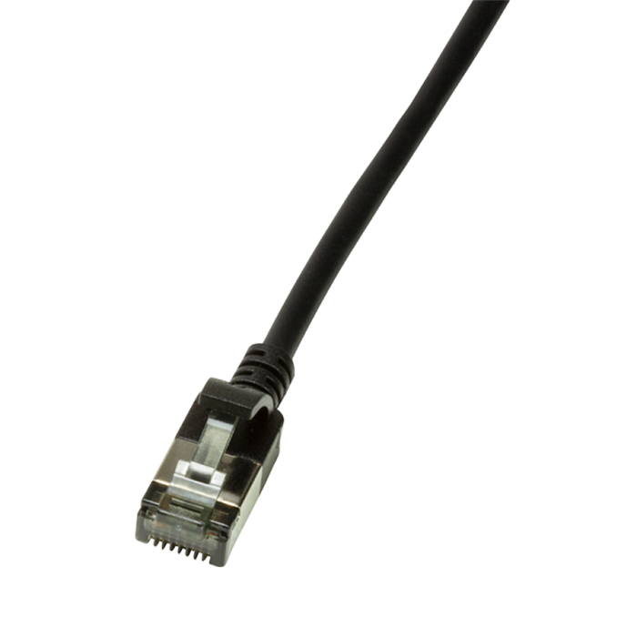 CQ9013S  Latiguillo CAT 6A, U/FTP,  0.30 m, Negro, LSZH-TPE  Slim Delgado Logilink