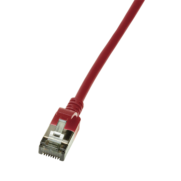 CQ9014S  Latiguillo CAT 6A, U/FTP,  0.30 m, Rojo, LSZH-TPE  Slim Delgado Logilink