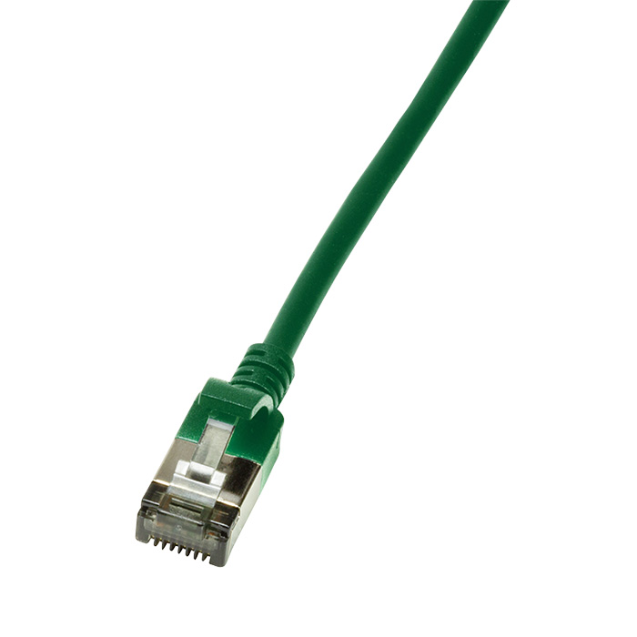 CQ9015S  Latiguillo CAT 6A, U/FTP,  0.30 m, Verde, LSZH-TPE  Slim Delgado Logilink