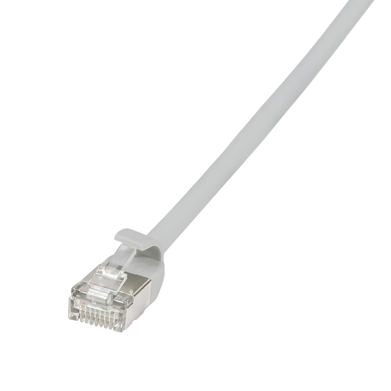 CQ9042S  Latiguillo CAT 6A, U/FTP,  1.50 m, Gris, LSZH-TPE  Slim Delgado Logilink