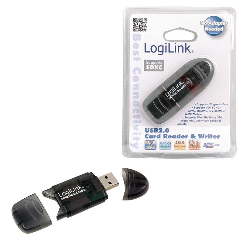 CR0007  Lector de tarjeta compacto SD/Micro SD USB 2.0  Negro  Logilink Blister