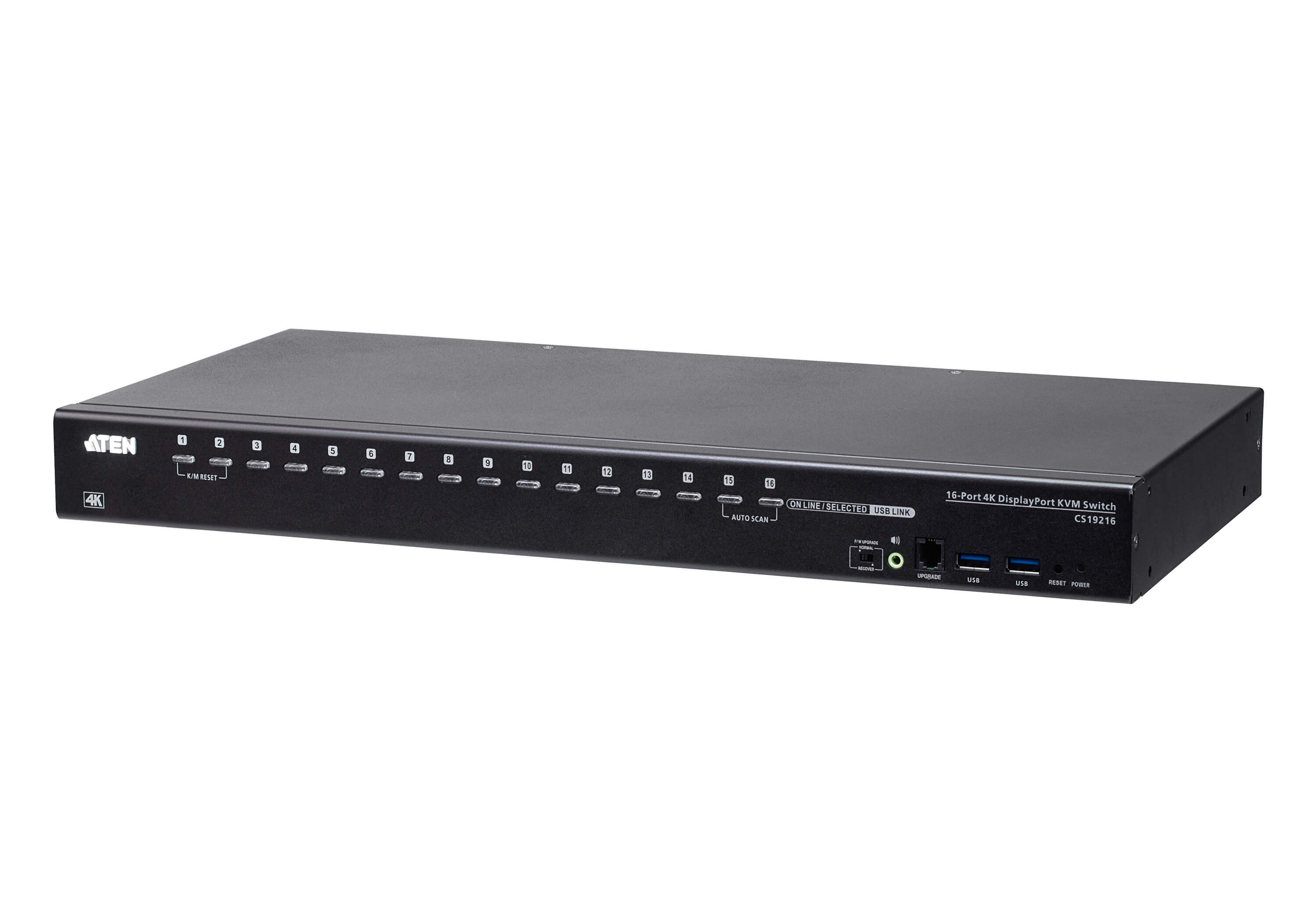 CS19216  16-Port USB True 4K DisplayPort KVM Switch with USB 3.0 Peripheral Support and Broadcast Mode
