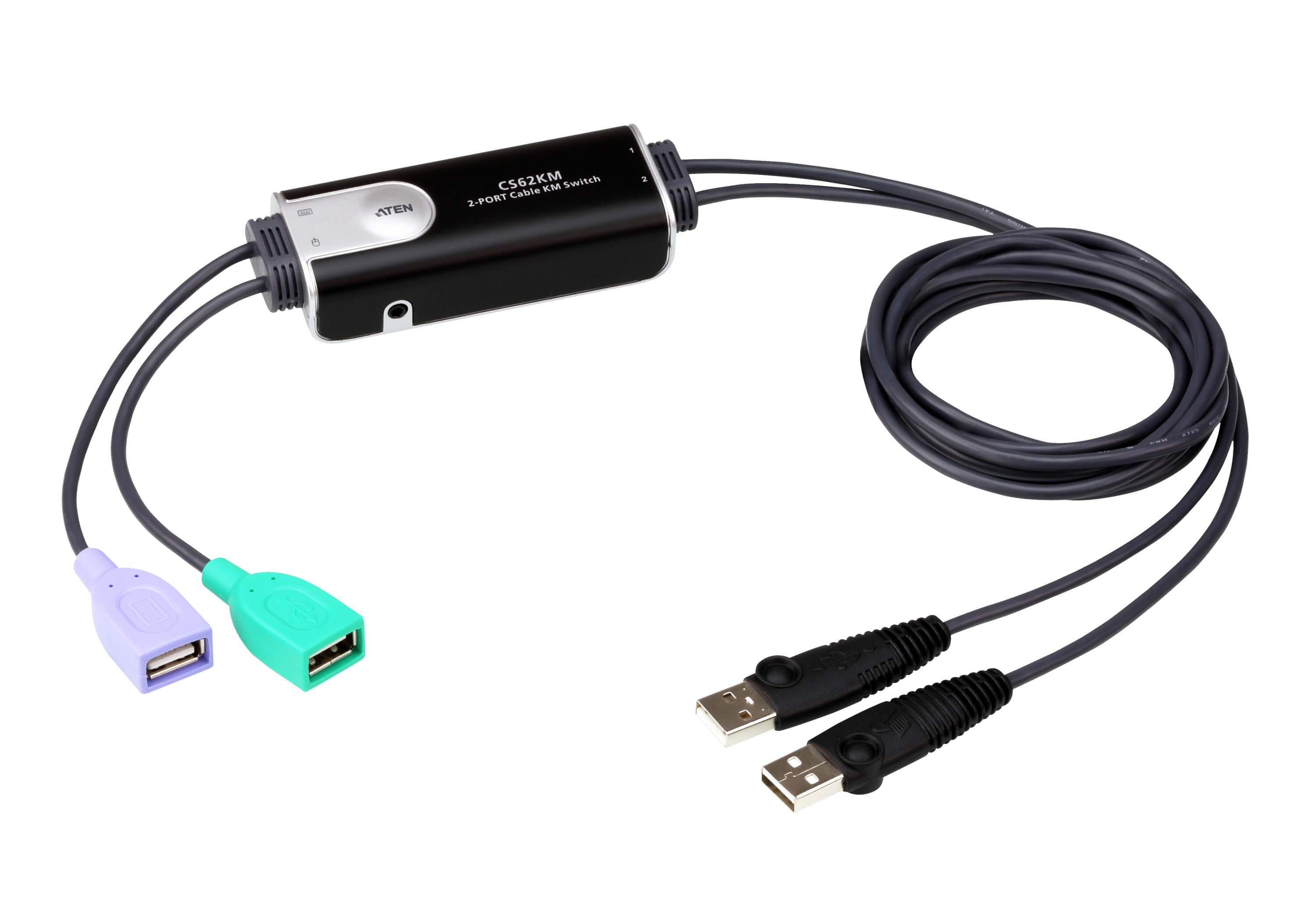 CS62KM  Switch KM formato cable USB de 2 puertos con Boundless Switching