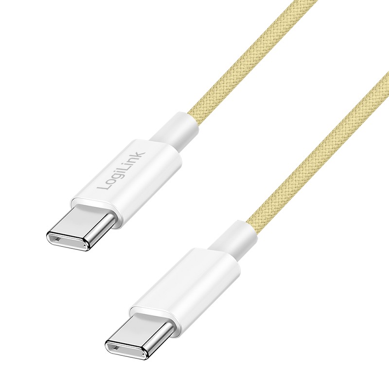 CU0353  Cable de  1,00m USB 2.0 480Mbps PD60W USB-C Macho a USB-C Macho, nylon, Amarillo
