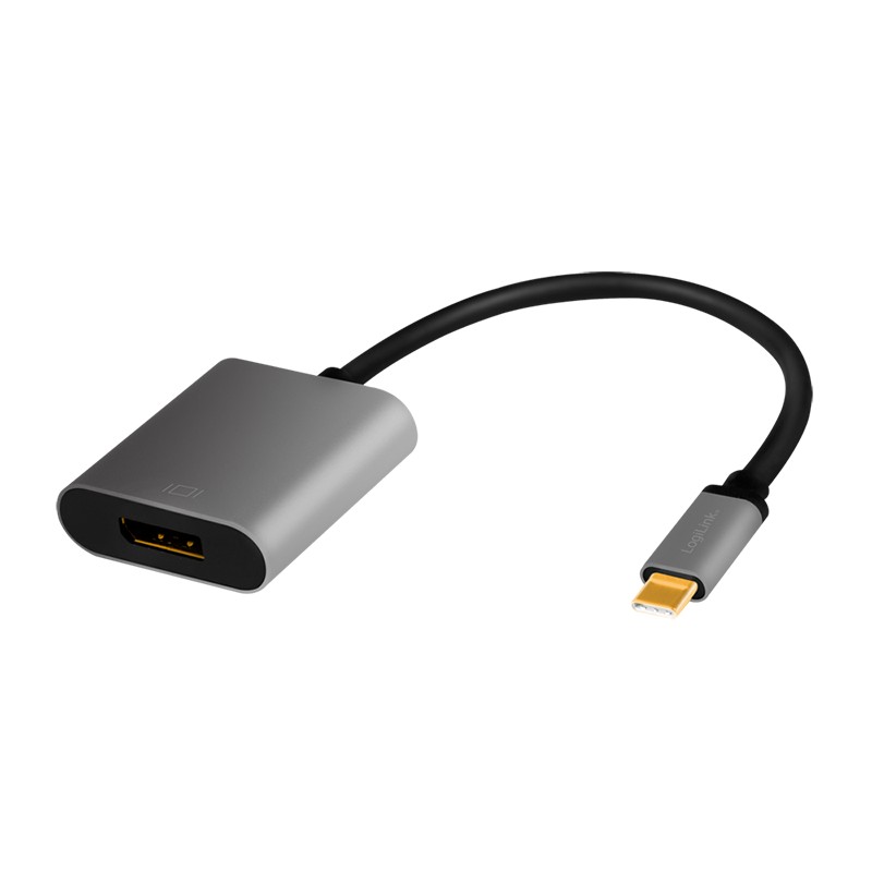 CUA0102  Adaptador USB C a DisplayPort  4K @ 120 Hz and 8K @ 60 Hz Aluminio Logilink