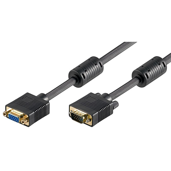 CV0006  Cable VGA Macho-Hembra  5 metros 3C+7 NEGRO con ferritas