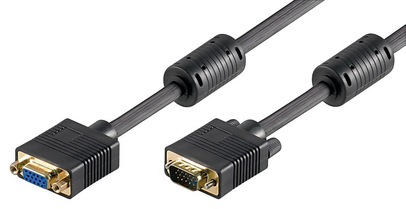 CV0019  Cable VGA Macho-Hembra 10 metros 3C+7 NEGRO con ferritas