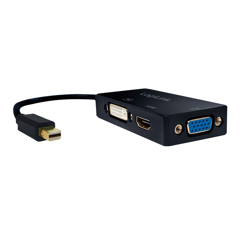 CV0110  Adaptador MinDP-Macho 1.2 a HDMI,DVI,VGA Hemb 20Cm Negro