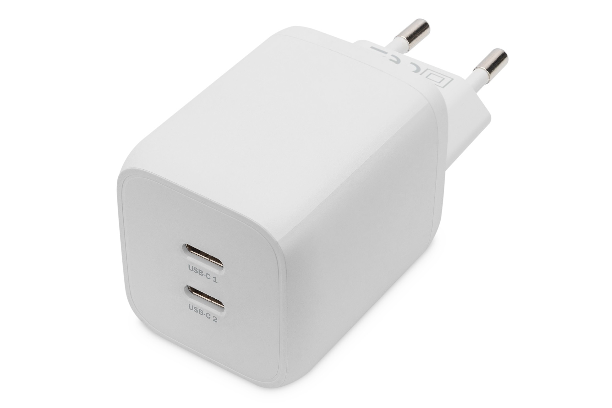 DA-10063  Cargador  65W USB 2 puert. USB-C Blanco GAN PD Salida Lateral Tamaño Mini Digitus