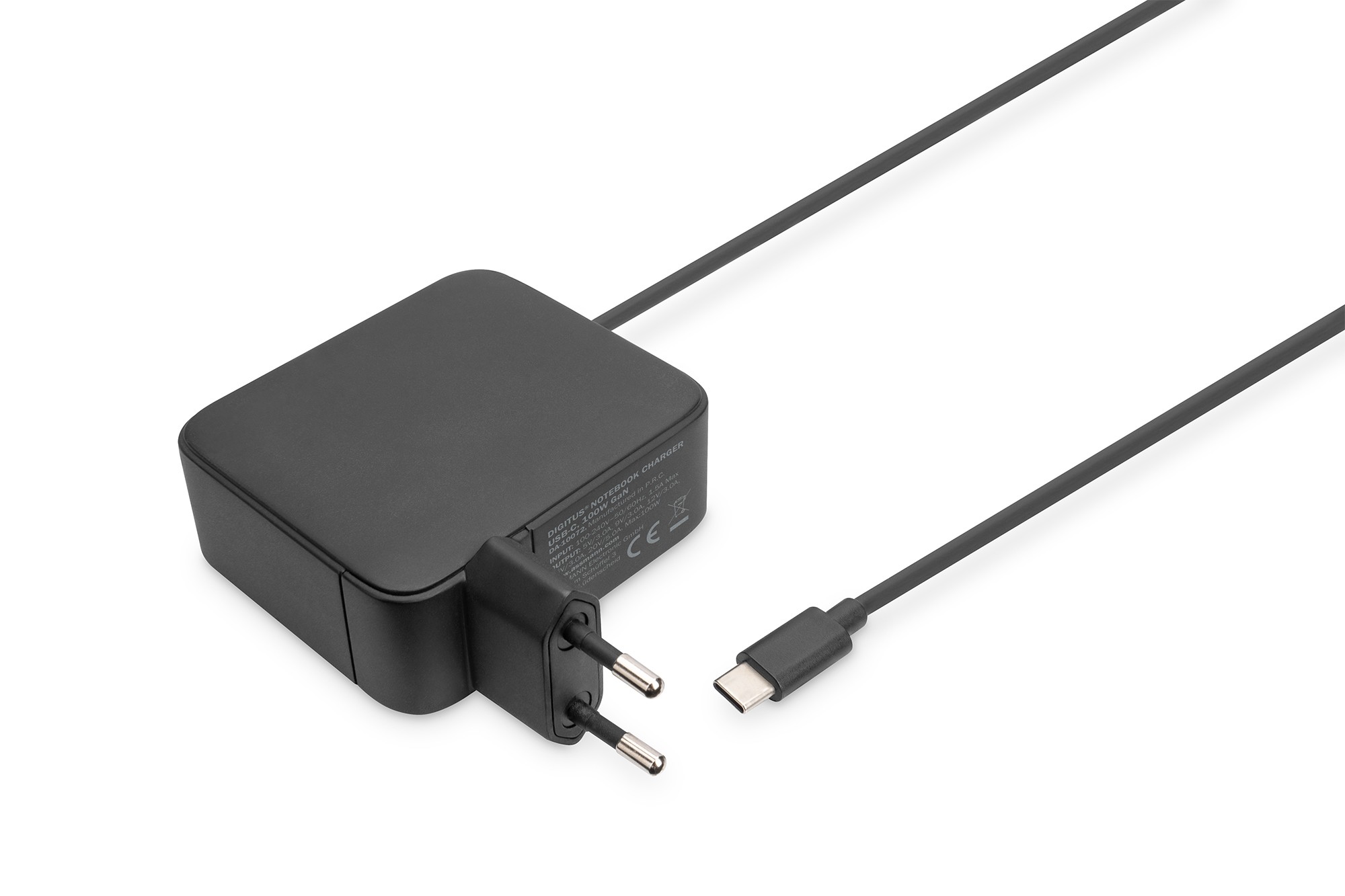 DA-10072  Cargador 100W USB 1 puert. USB-C Negro GAN PD con cable de 1,20 metros Negro Digitus