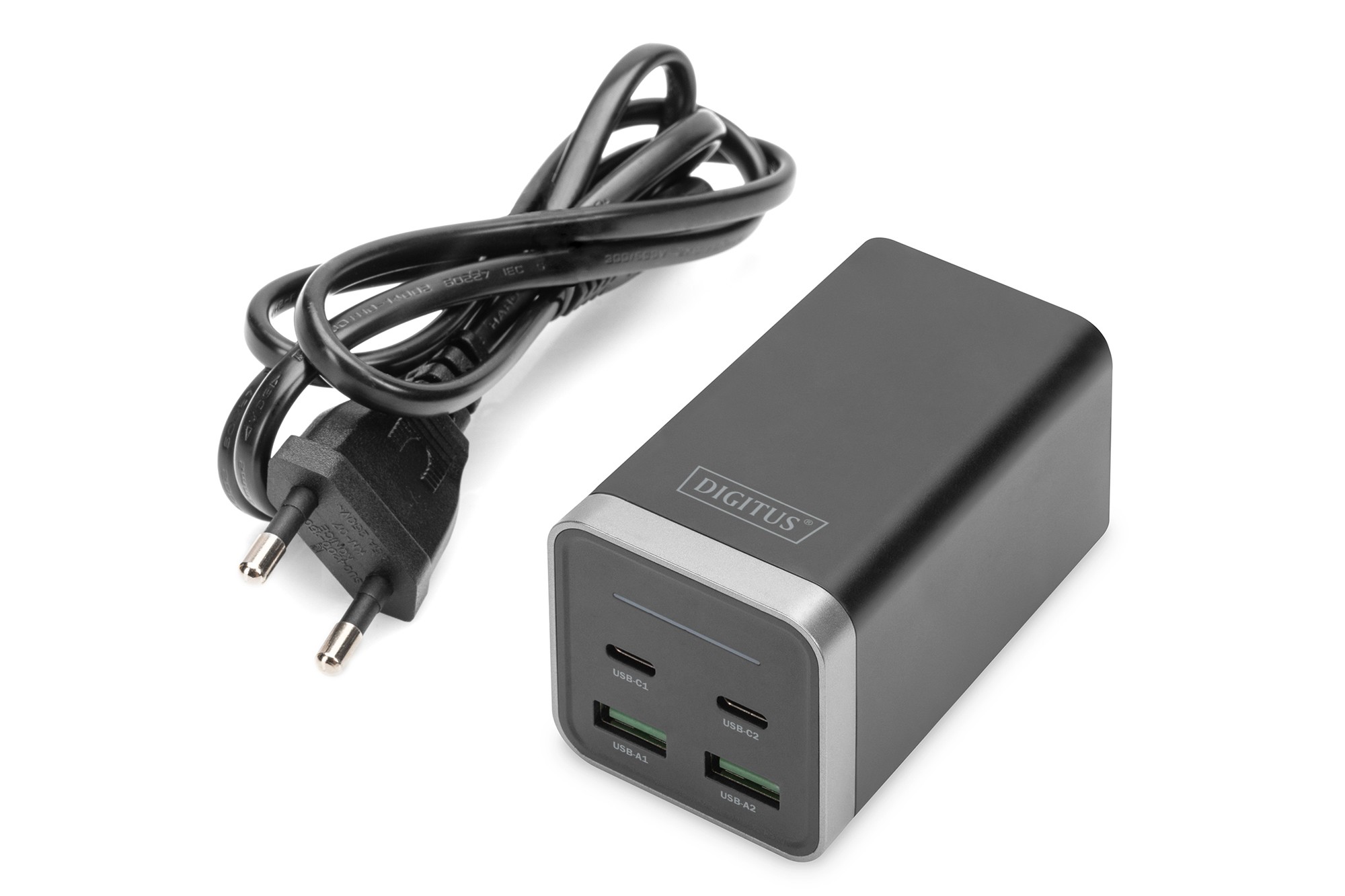DA-10180  Cargador  65W USB 4 puert. 2 USB-C, 2 USB-A, PD 3.0 PPS GAN , NEGRO,SOBREMESA DIGITUS **Ultimas Unidades****