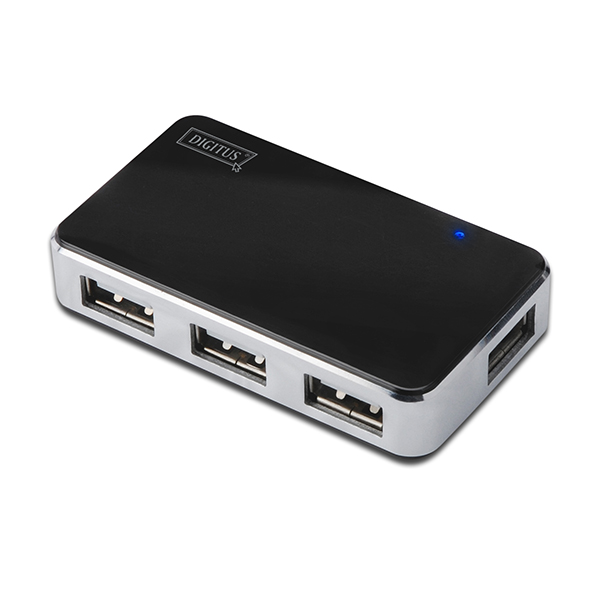 DA-70220  Hub USB 2.0 de  4 puertos con alimentador, Negro, DIGITUS