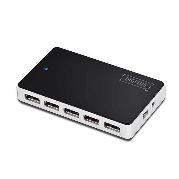 DA-70229  Hub USB 2.0 de 10 puertos con alimentador,Negro, DIGITUS