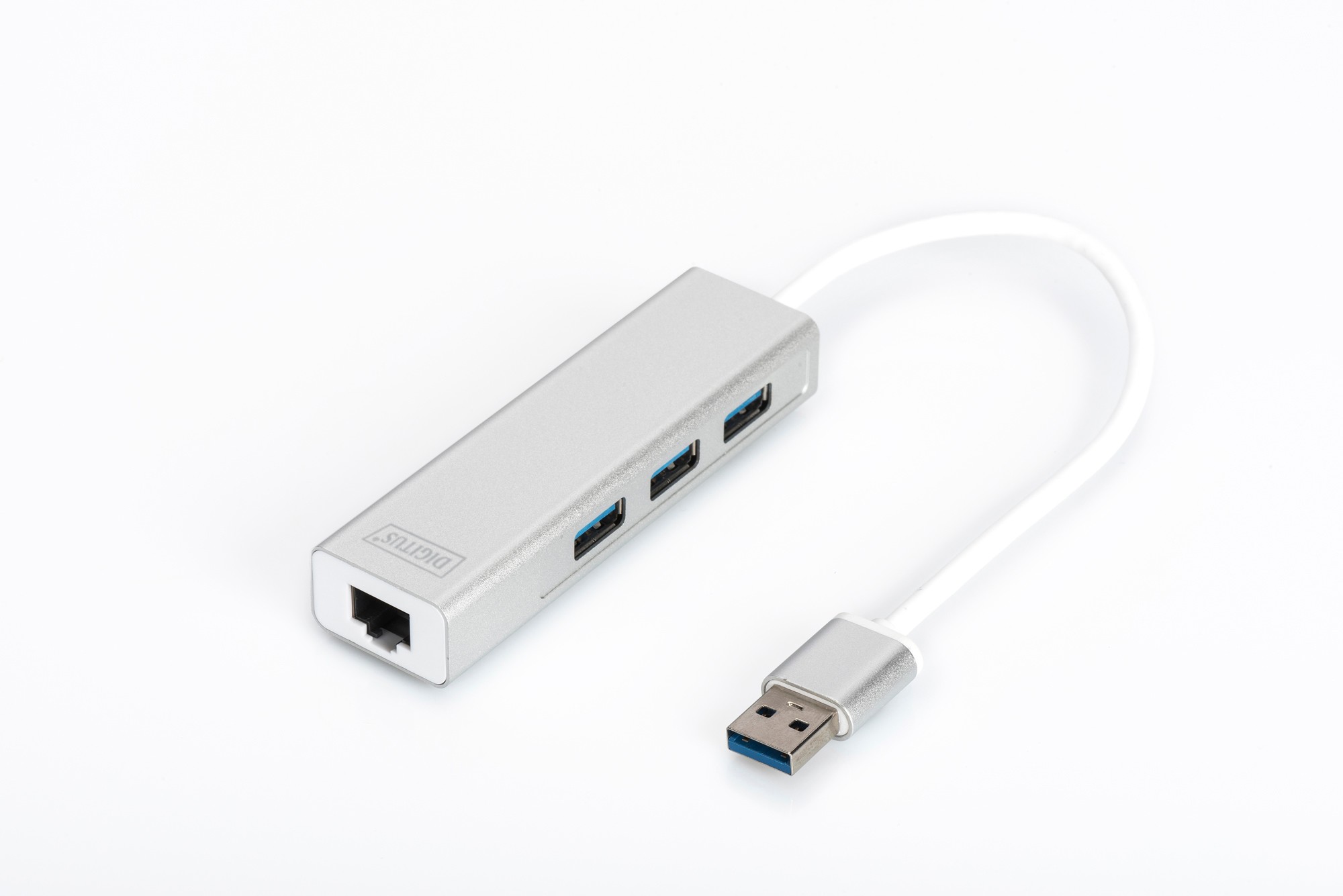 DA-70250-1  Adaptador de Red USB 3.0 Gigabit 1Gbit/s- RJ45 USB-A +HUB 3x USB-A 3.0 Plata Digitus