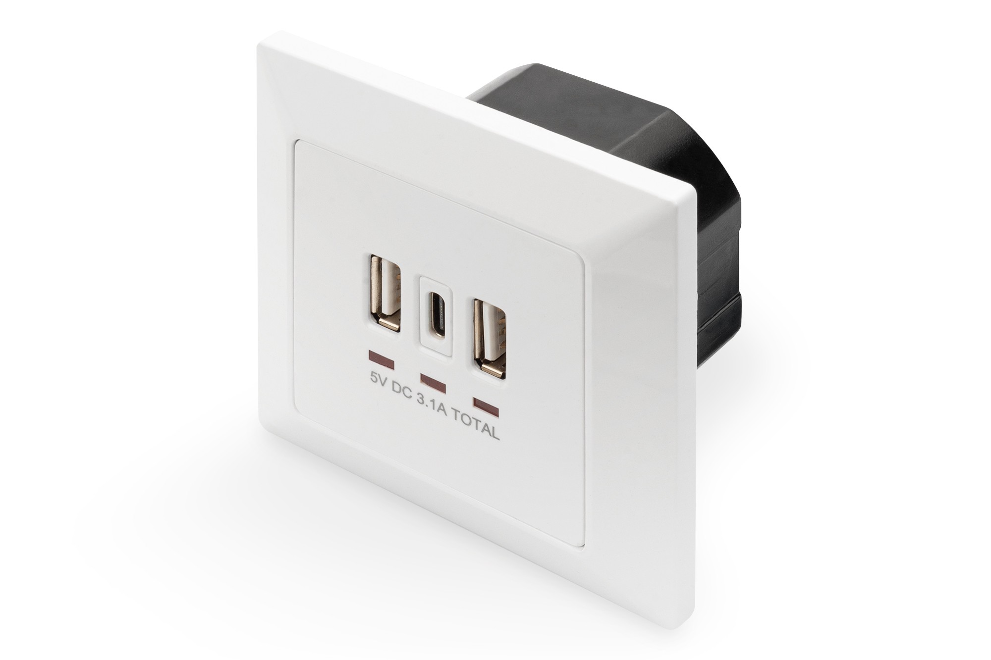 DA-70618  Toma de pared Cargador USB (2 USB-A y 1 USB-C), 5 V/3,1 A en total, 250 V, 50 Hz, color blanco