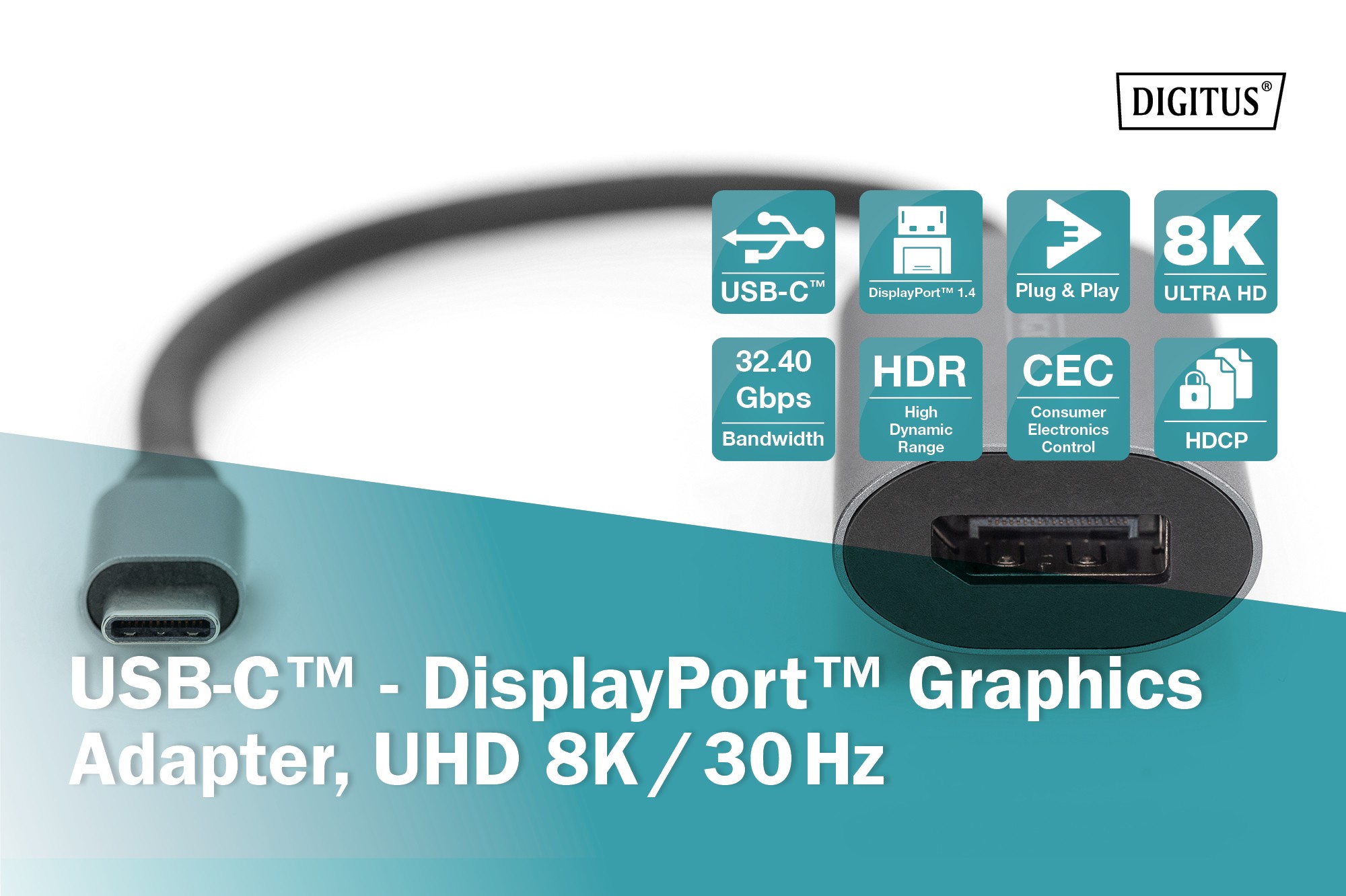 DA-70824  Adaptador gráfico USB-C? - DisplayPort, UHD 8K / 30 Hz