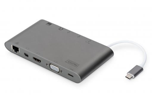 DA-70875  Docking USB-C 3x vídeo (HDMI, mini DP, VGA , 1x USB-C, 3x USB3.0, RJ45, 2x lectores de tarjeta PD 2.0 60W **Ultimas Unidades****