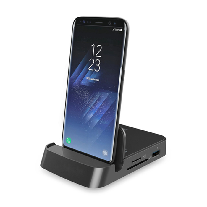 DA-70882  Estación de acoplamiento para smartphone USB-C, 7 puertos 1 USB 3.0 Hub 1 HDMI, 1 SD 2.0, 1 microSD 2.0