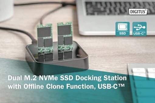 DA-71545  Estación de clonado NVMe, USB3.1 Gen2 tipo C SSD NVMe M.2 DIGITUS