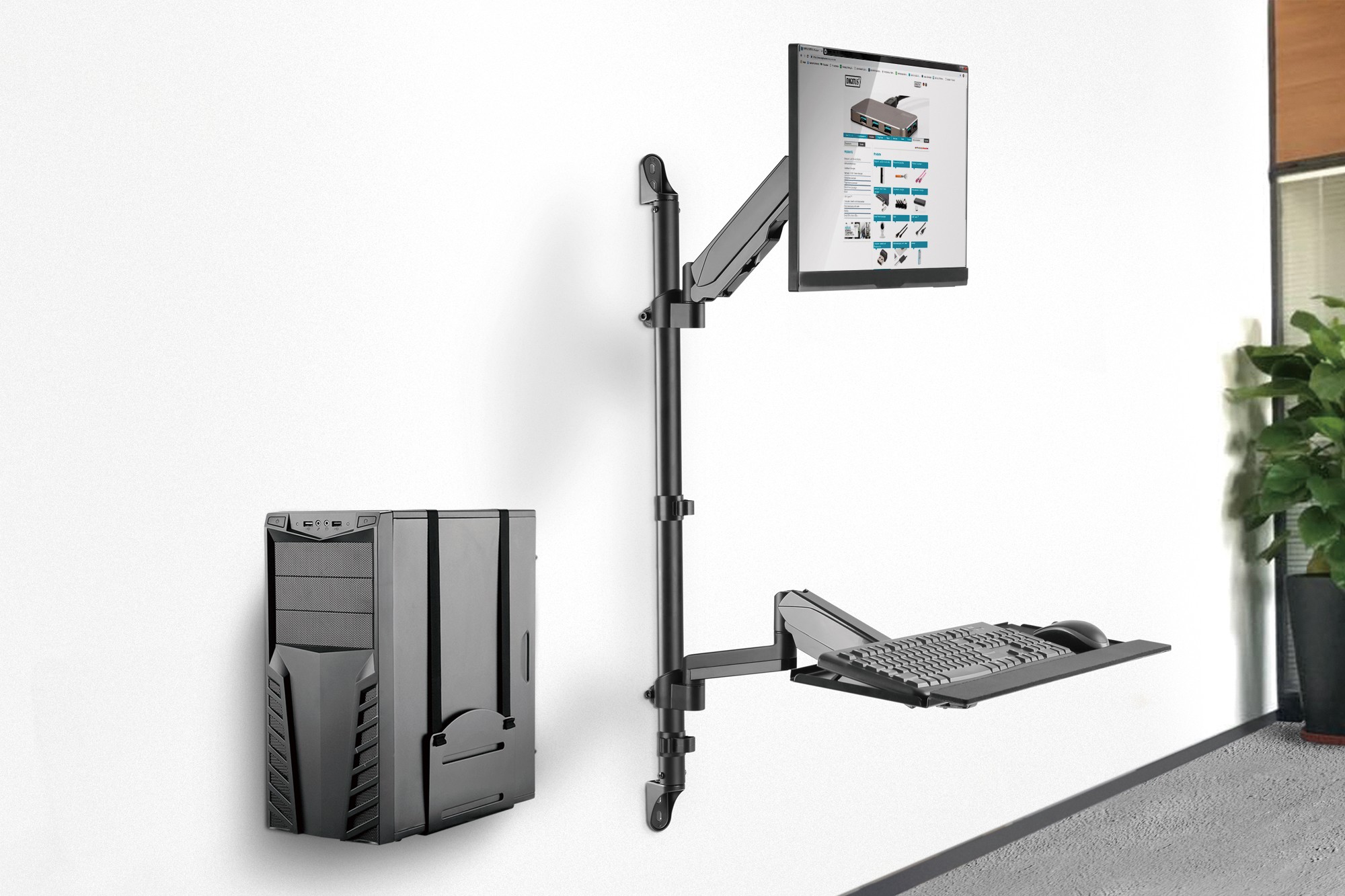 DA-90372 DIGITUS - Soporte de pared para 1 Monitor hasta 32 . Estación de  trabajo de bipedestación flexible para montaje a la pared, monitor único.