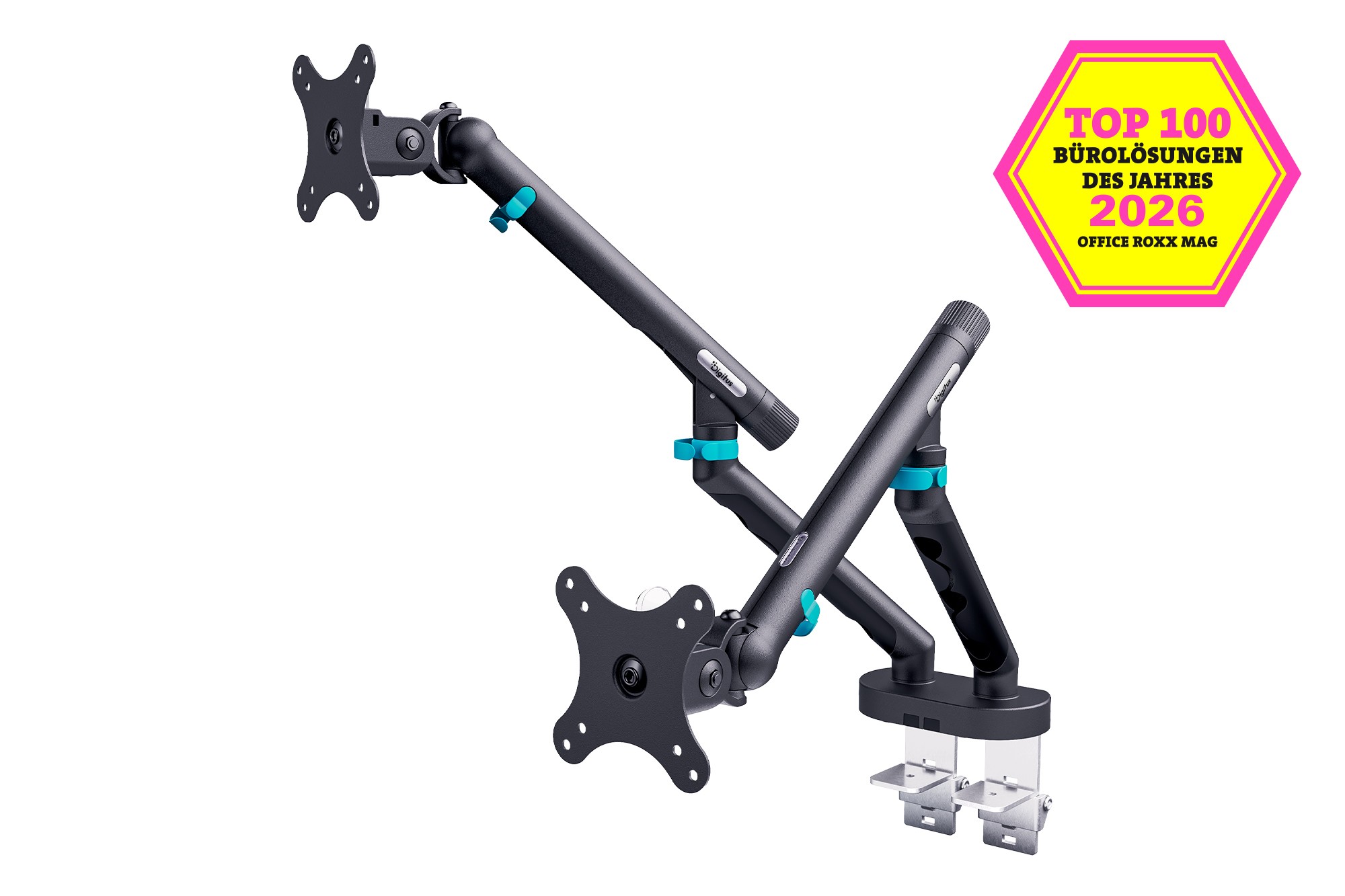 DA-90471  Soporte de mesa para 2 Monitores  2x35", 2x10 kg Muelle mec&aacute;nico, VESA: 75x75, 100x100, negro DIGITUS