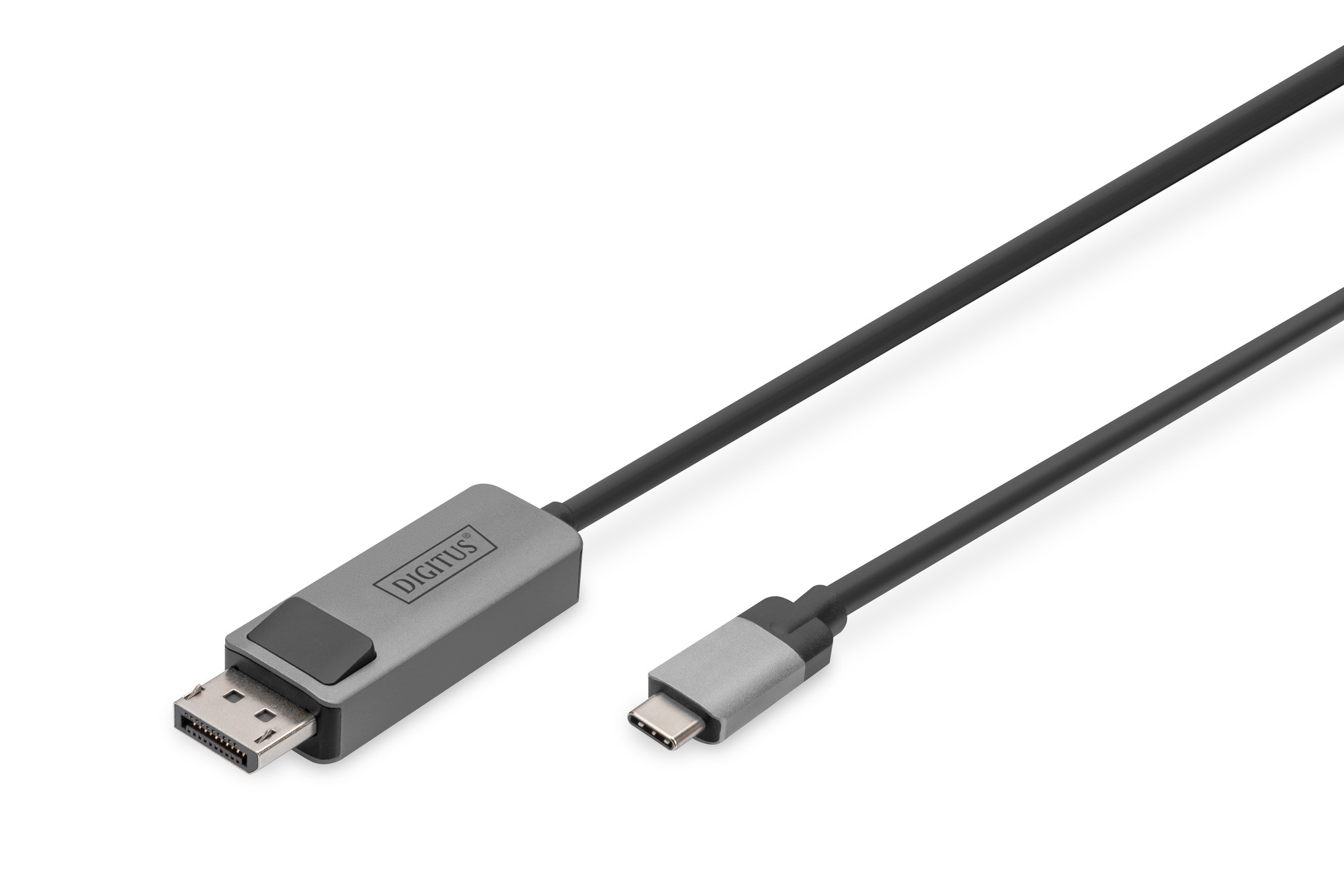 DB-300334-020-S  Cable Adpaptador de 2 m, USB Type-C a DP 8K @ 30Hz  Bidireccional carcasa de aluminio, color negro