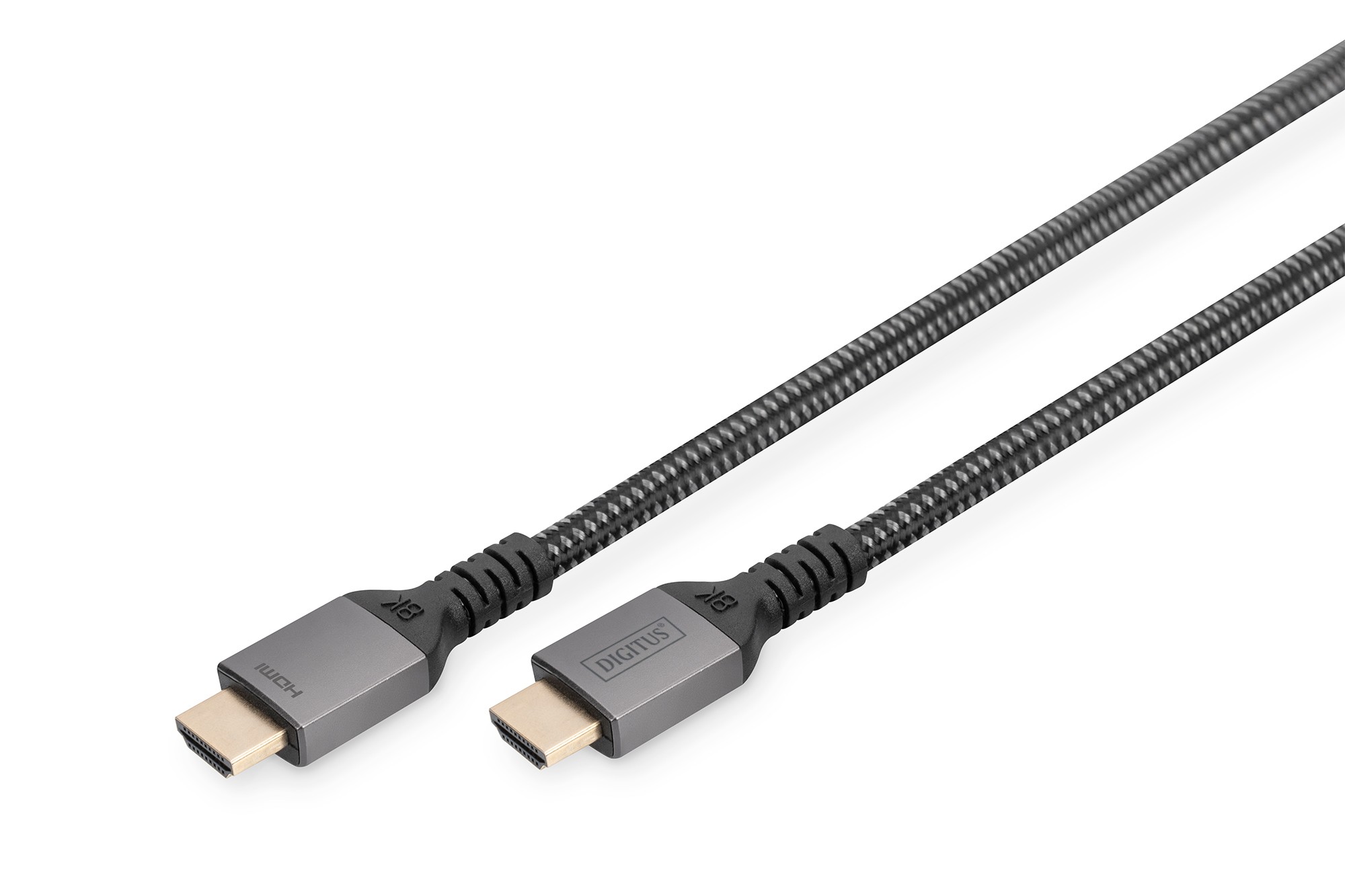 DB-330200-010-S  Cable HDMI A-A  1 metros Negro 8K 60Hz 48Gbit Version 2.1, PREMIUM,  Carcasa de aluminio, dorado, Nylon