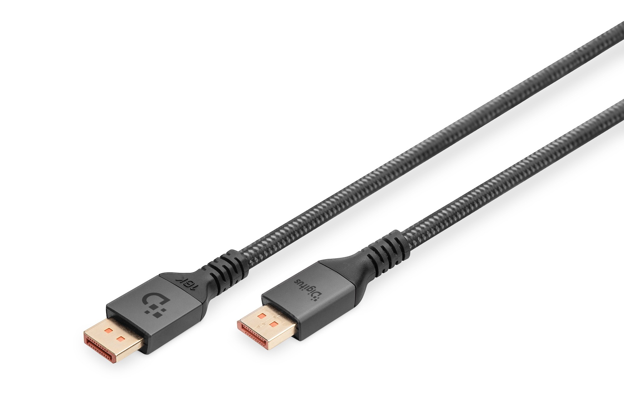 DB-340111-020-S  Cable Displayport  Macho-Macho de  2m16K/60Hz  V.2.1 Negro Carcasa de aluminio, dorado, Nylon Premium Digitus
