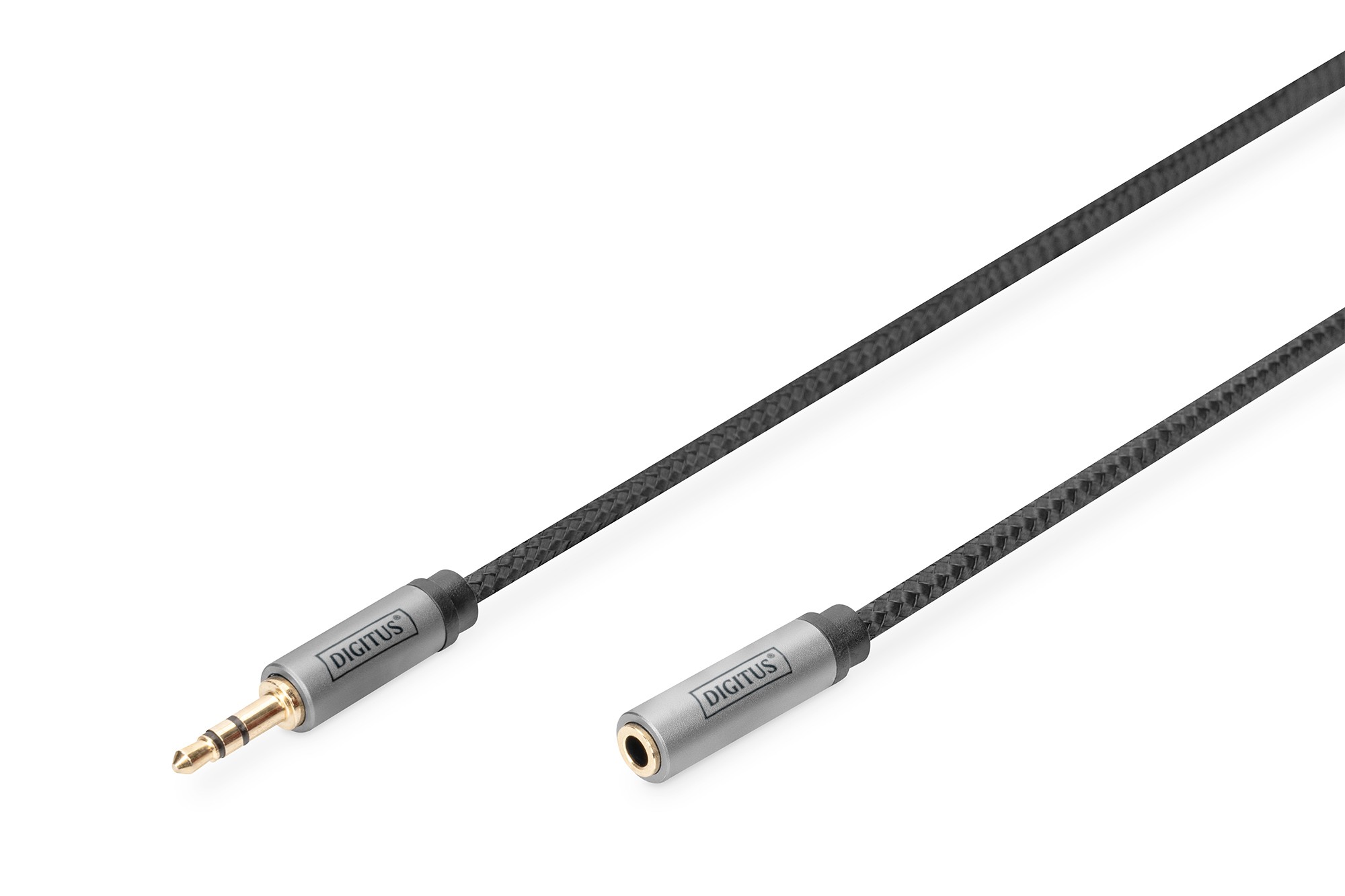 DB-510210-010-S  Cable de  1,00 metros Audio Stereo MiniJack 3.5 Macho/Hembra  Nylon Conector Aluminio Digitus  Retail