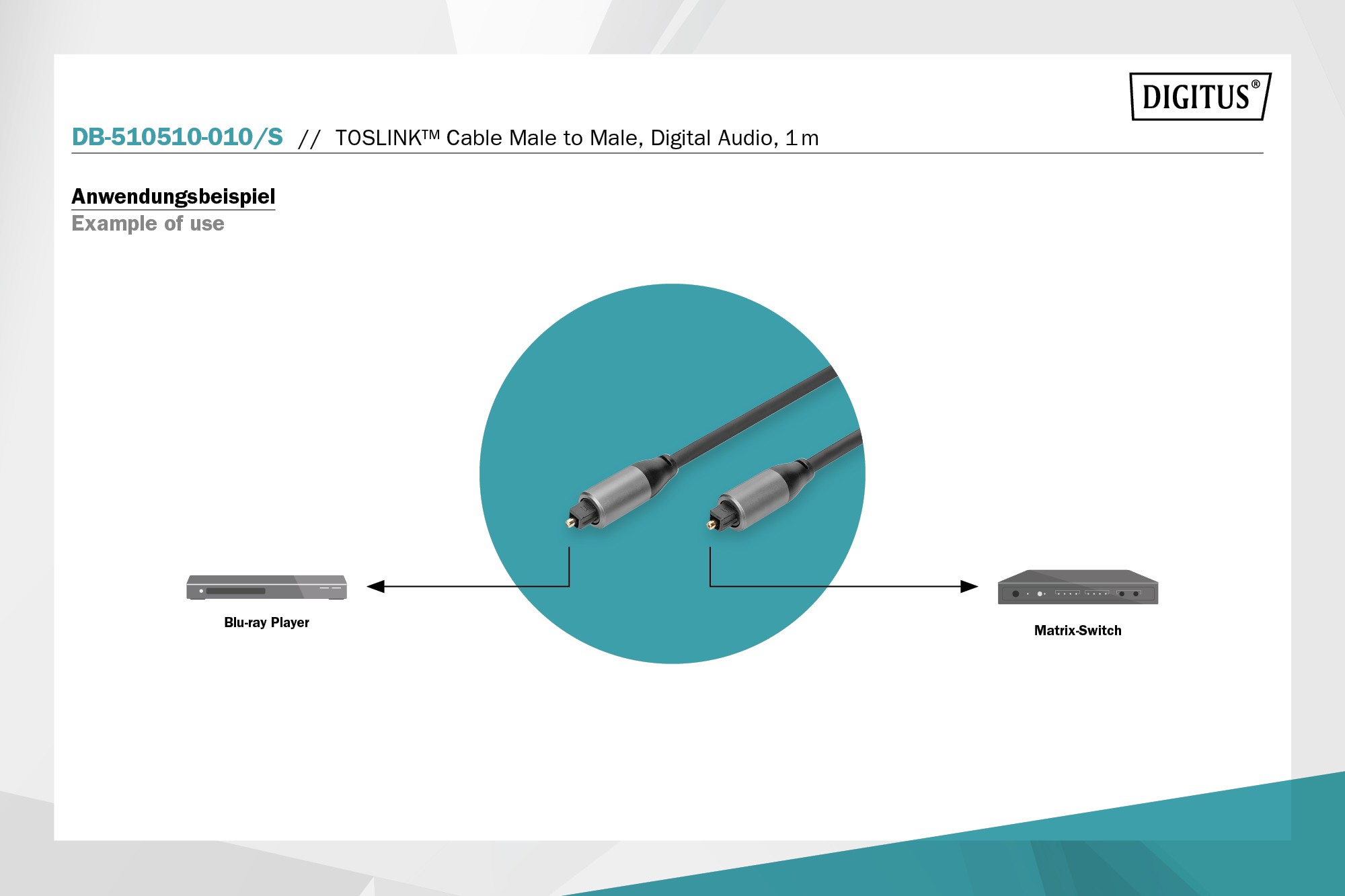 DB-510510-010-S  Cable  1 m Toslink M a Toslink M Carcasa de aluminio, dorado  Digitus