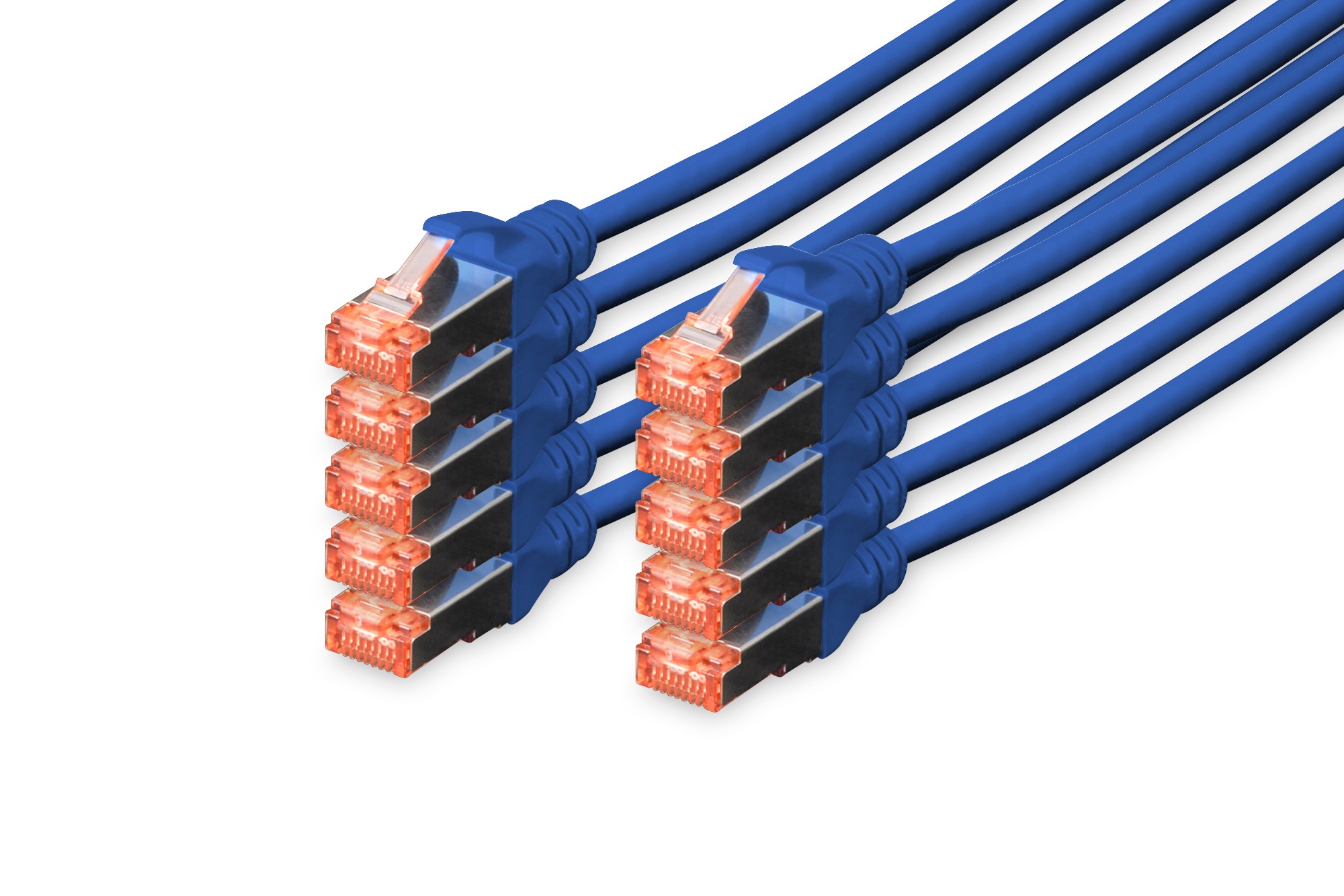 DK-1644-005-B-10  Latiguillo CAT 6, S/FTP,  0.50 m, Azul, LSZH Digitus Paquete de 10 unidades