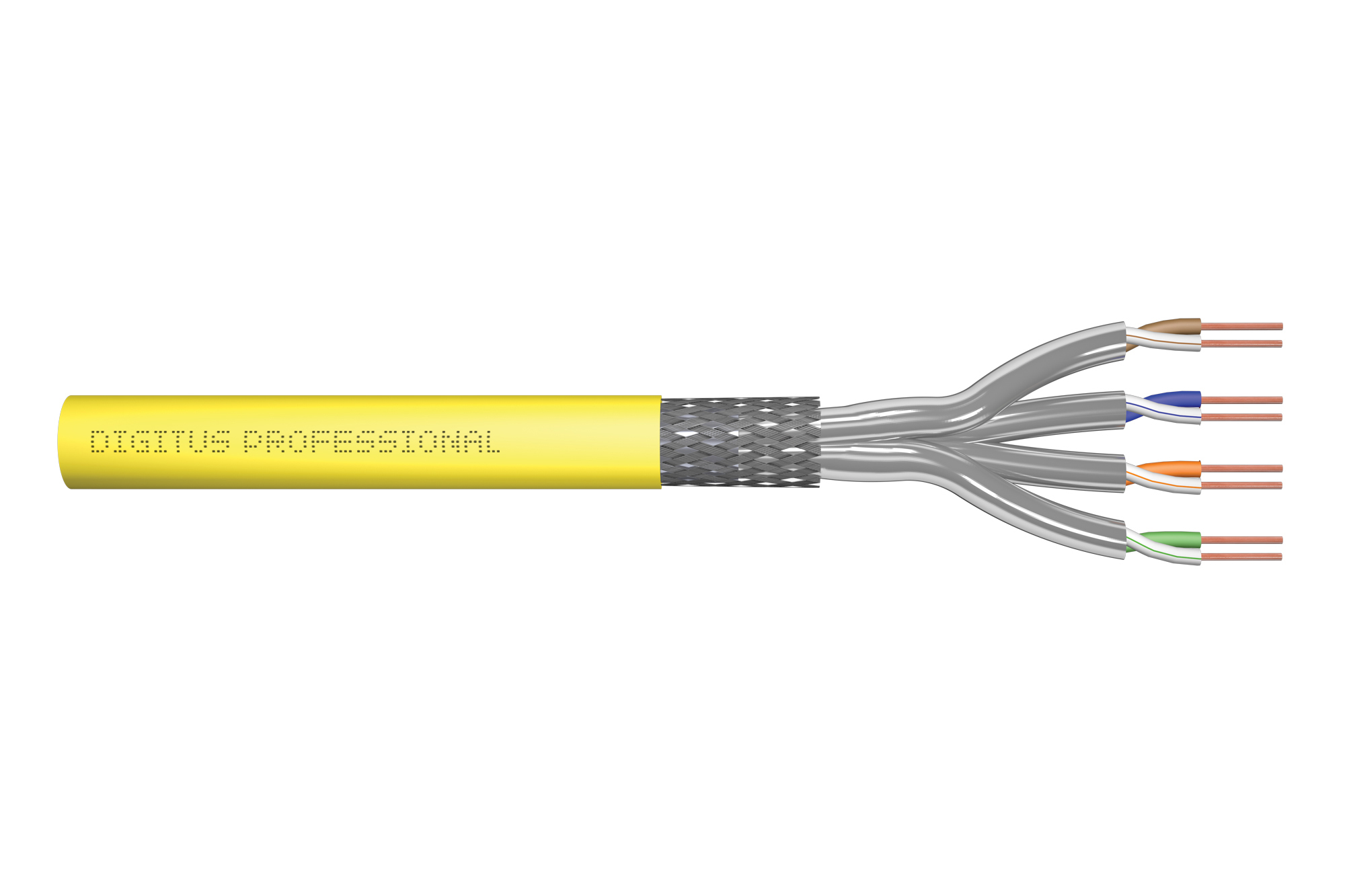 DK-1743-A-VH-10-LD  Cable de instalaci&oacute;n S-FTP CAT 7A, 1250 MHz Dca, AWG 23/1, bobina de 1000 m, simplex, amarillo **