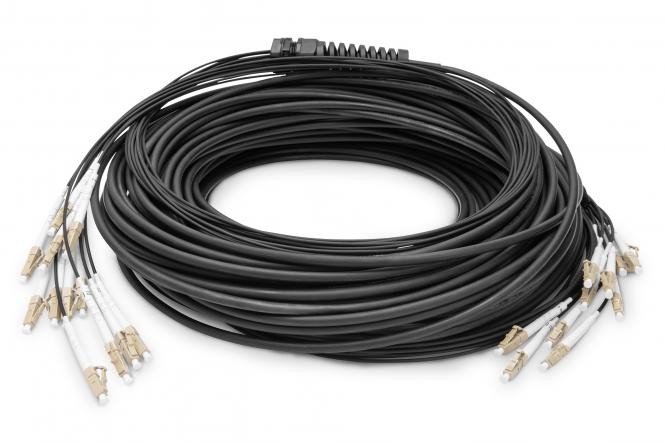 DK-2433CU050BK-BBB  Cable multiconector 12 fibras, OM4, LC/UPC-LC/UPC universal, color: negro,  50 m