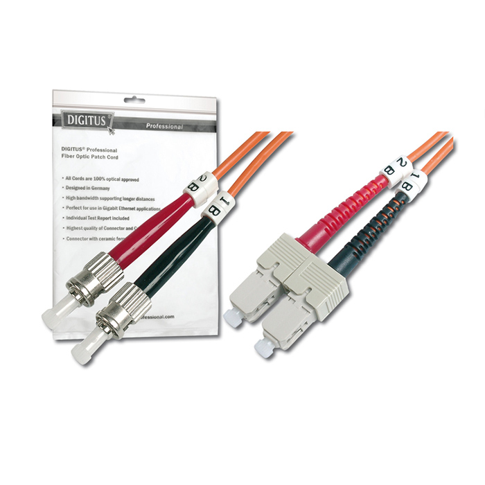 DK-2512-02  Latiguillo F.O. ST a SC MM, OM2, 50/125 µ, Duplex  2 m **Ultimas Unidades***