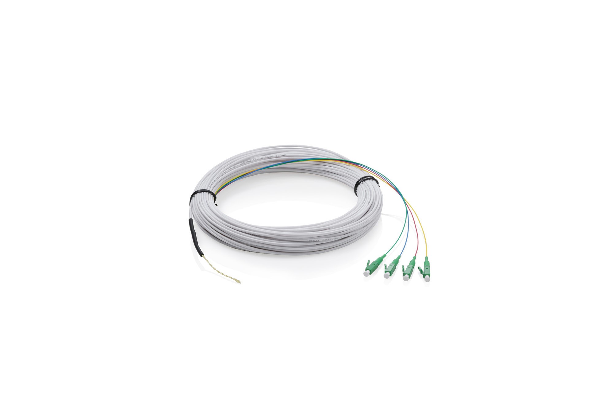 DK-3904LCA-30-1  Cable de bajada FTTH, monomodo, 4 fibras, LC/APC, 2 mm G.657.A2, 30 m