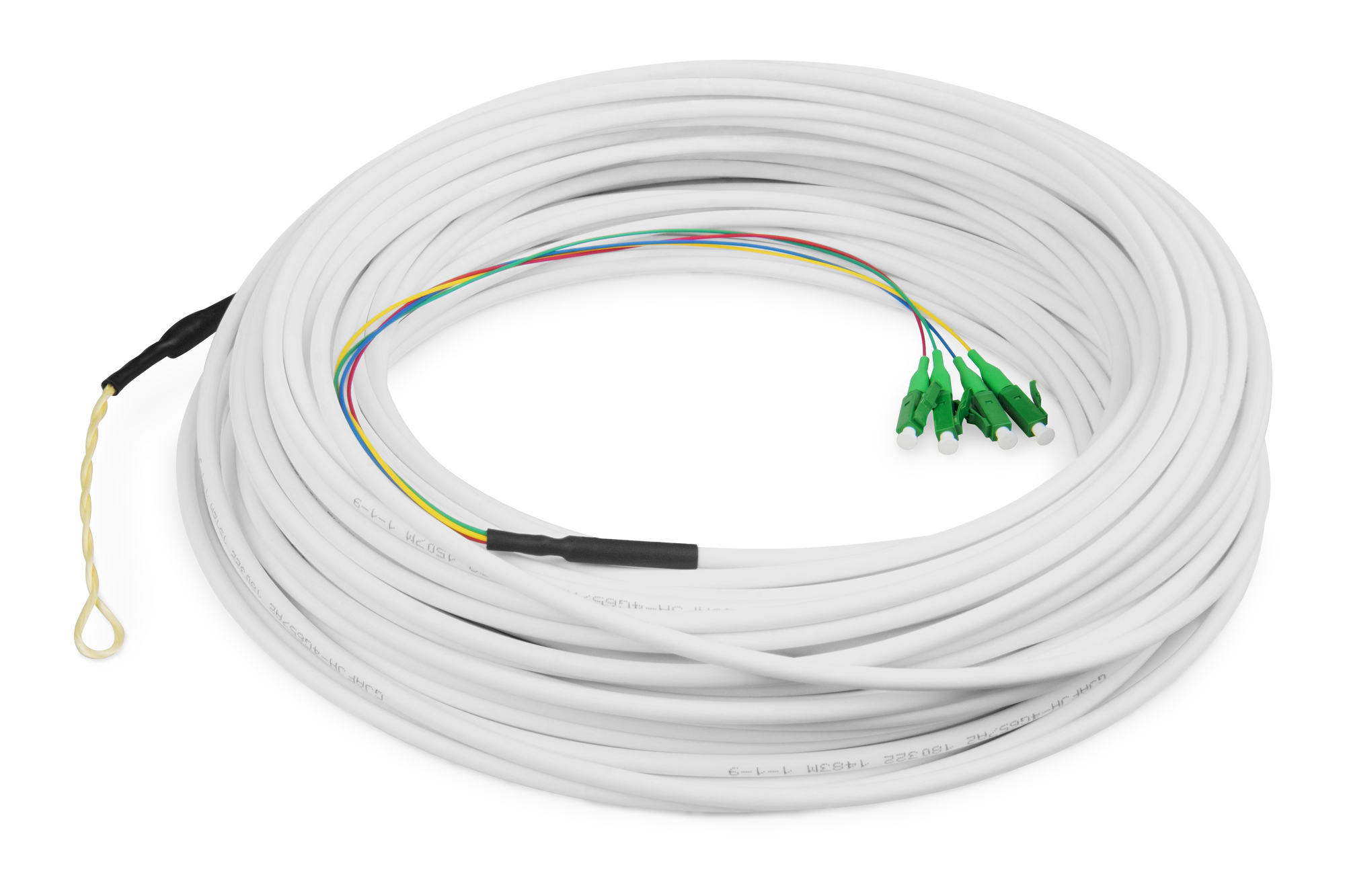 DK-3904LCA-50-1  Cable de bajada FTTH, monomodo, 4 fibras, LC/APC, 2 mm G.657.A2, 50 m