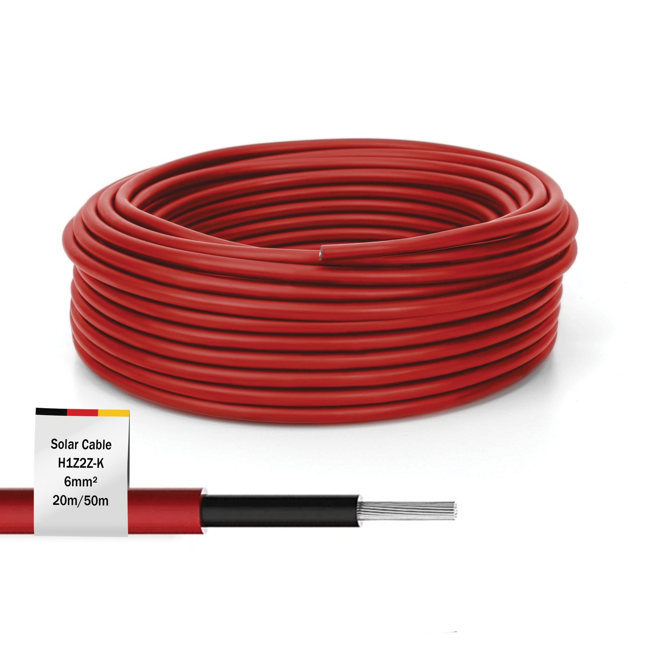 DK-SCIC6R-0500  Cable de instalación solar, H1Z2Z2-K, 6 mm², CU, rojo, 50 m Digitus