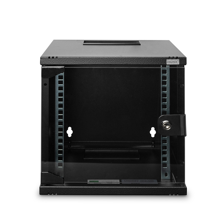 DN-10-06U-B  Armario Mural 10"  6U 330x312x300 mm, color Negro (RAL 9005) Puerta de Cristal
